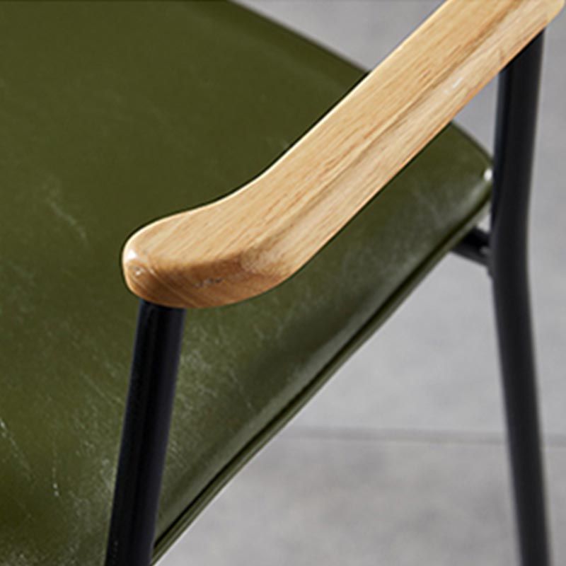 Industriële eetgelegenheden lederen eetkamerstoel met metalen basis