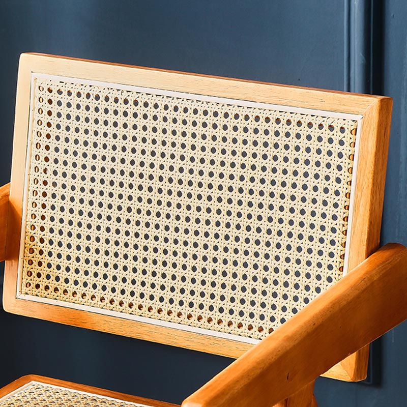 Traditional Dining Arm Chair Rattan Oak Solid Wood Dining Chair