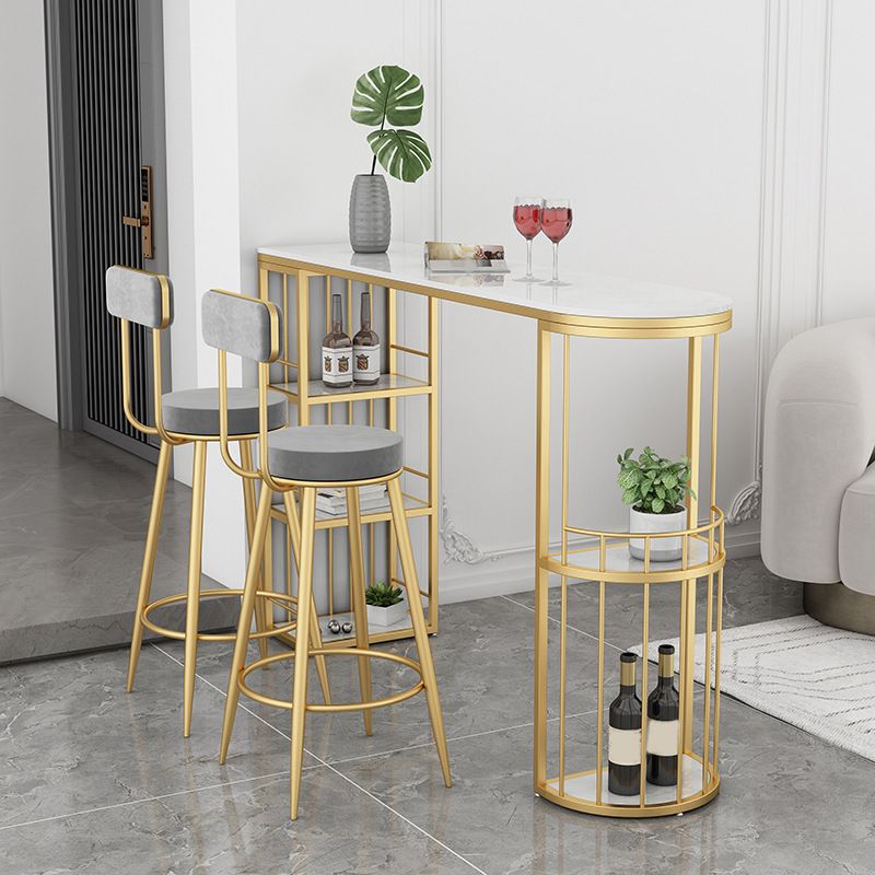 Modern Style Bar Table Set 1/3 Pieces Stone Bar table with Upholstered Stools Clearhalo 'Bar Furniture' 'furn' 'furn_home_bar_bar_sets' 'Furniture' 'Home Bars & Bar Sets' 'home_bar_bar_sets' 'Kitchen & Dining Furniture' 1200x1200_f160c86b-8896-4203-82ea-3cb36315b109