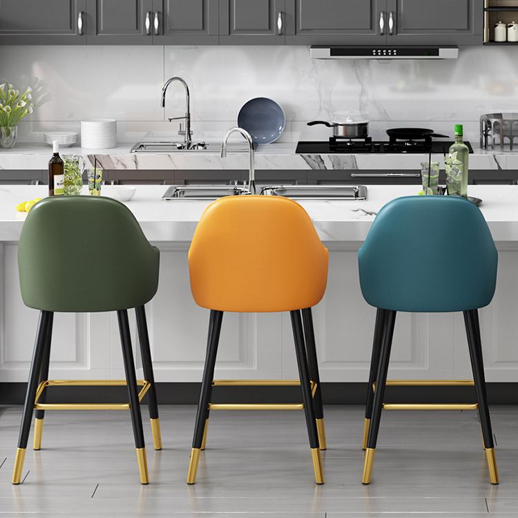 Glam Metal Barstool Faux Leather Kitchen Counter Stool in Matte Finish with 4 Legs Clearhalo 'Bar Furniture' 'Bar Stools' 'bar_stools' 'furn' 'furn_bar_stools' 'Furniture' 'Kitchen & Dining Furniture' 1200x1200_f1611363-99e8-4960-bad6-6e124e8cbc45