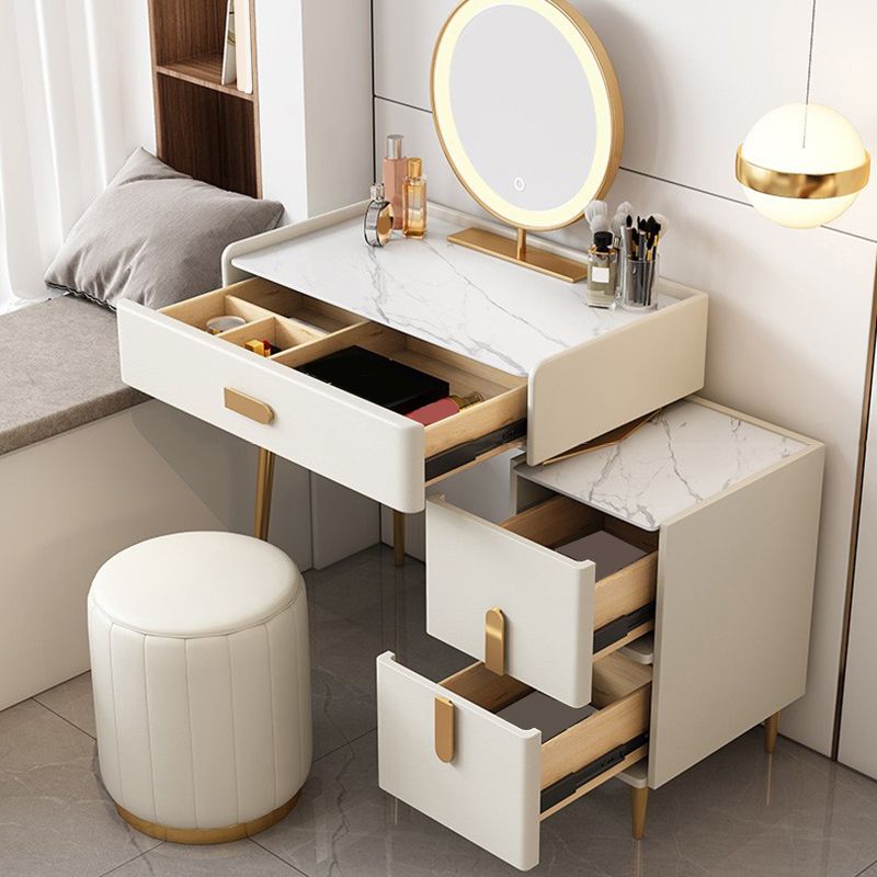 Stone Top Make -up -Schminktisch in weißer luxuriöser Metallwaschtisch