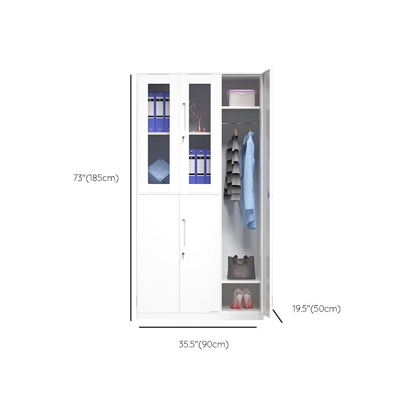 35.5"L x 19.5"W x 73"H White Wardrobe Armoire with Garment Rod Steel Wardrobe Cabinet Clearhalo 'Armoires & Wardrobes' 'armoires_wardrobes' 'Bedroom Furniture' 'furn' 'furn_armoires_wardrobes' 'Furniture' 1200x1200_f161f3a8-5a84-4ec1-819d-9f7ed205ada5