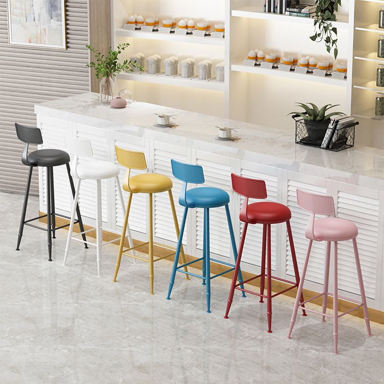 Modern Armless Backrest Counter Stool Iron Milk Tea Shop Bar Stool with Leather Cushion Clearhalo 'Bar Furniture' 'Bar Stools' 'bar_stools' 'furn' 'furn_bar_stools' 'furniture_bar_stools' 'Kitchen & Dining Furniture' 'kitchen&dining_furn' 'kitchen' 'kitchen_furn' Furniture' 1200x1200_f162c9d6-f1aa-4196-91a9-6ccb69a789d4