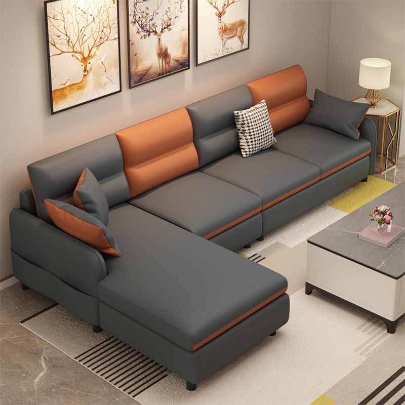 Stain-Resistant Sectionl with Storage Faux Leather 102"  Sectional