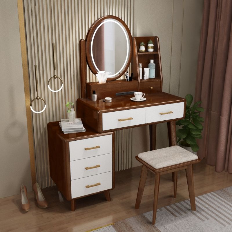 Traditions Dressing Table Cherry Bedroom Lighted Mirror Standing Make-up Vanity Clearhalo 'Bedroom Furniture' 'furn' 'furn_makeup_vanities' 'Furniture' 'Makeup Vanities' 'makeup_vanities' 1200x1200_f163a231-3aad-451c-89fc-ae62948ac7e6