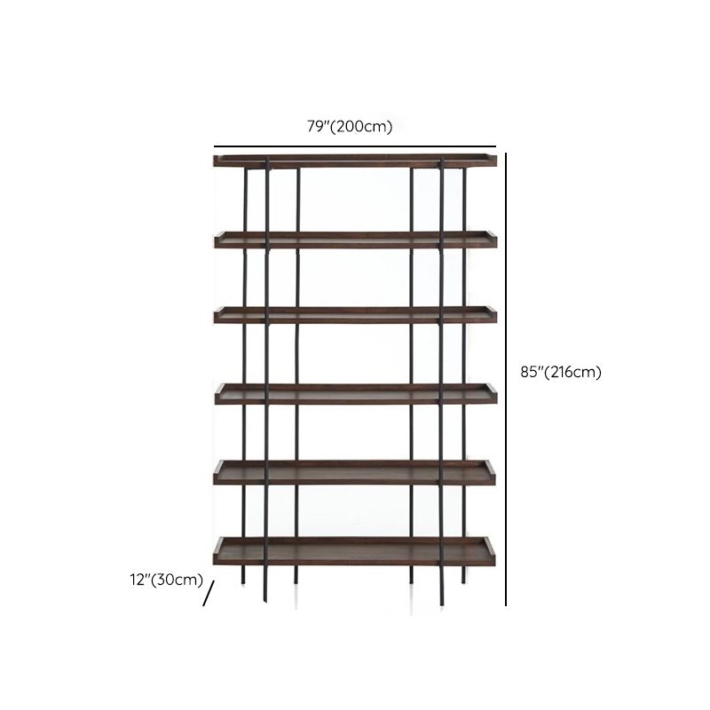 Etagere Open Back Bookshelf Wooden Industrial Bookcase with Shelves Clearhalo 'Bookcases' 'furn' 'furn_bookcases' 'Furniture' 'Office Furniture' 1200x1200_f163bf53-5e06-4dc3-aac4-8c6815b3bdd1