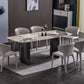 Modern Black Base Dinner Room Kitchen Table Rectangle Stone Dinette Table