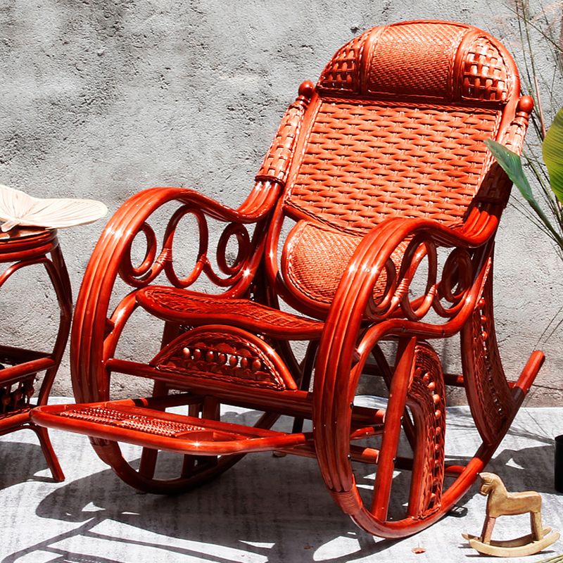 Traditional Rocking Chair Rattan Frame Solid Color Spindle Backrest Indoor Rocking Chair Clearhalo 'Chairs & Seating' 'furn' 'furn_rocking_chairs' 'Furniture' 'Living Room Furniture' 'Rocking Chairs' 'rocking_chairs' 1200x1200_f165a03a-8c20-431d-b88e-7c2377300a35
