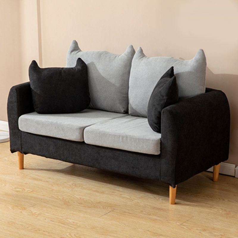 22.83" H Velvet Square Arm Modern Sofa with Tight Back slipcovered Sofa Clearhalo 'furn' 'furn_sofas' 'Furniture' 'furniture_sofas' 'kitchen' 'kitchen_sofas' 'Living Room Furniture' 'Sofa' 'sofas' 1200x1200_f166035b-f101-40a9-91d6-2ad217c87b51