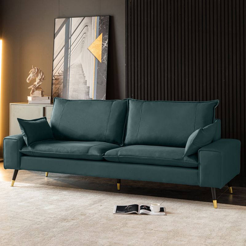 Imitated Leather Upholstered Sofa with Pillow Back Latex/sponge Padding Clearhalo 'Furniture' 'furniture_sofas' 'kitchen' 'kitchen_sofas' 'Living Room Furniture' 'Sofa' 'sofas' 1200x1200_f1671a1f-b4ad-4bc3-ba83-713478225eb2
