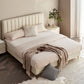 Glam Beige Bed Frame Upholstered Headboard Standard Bed Rectangular