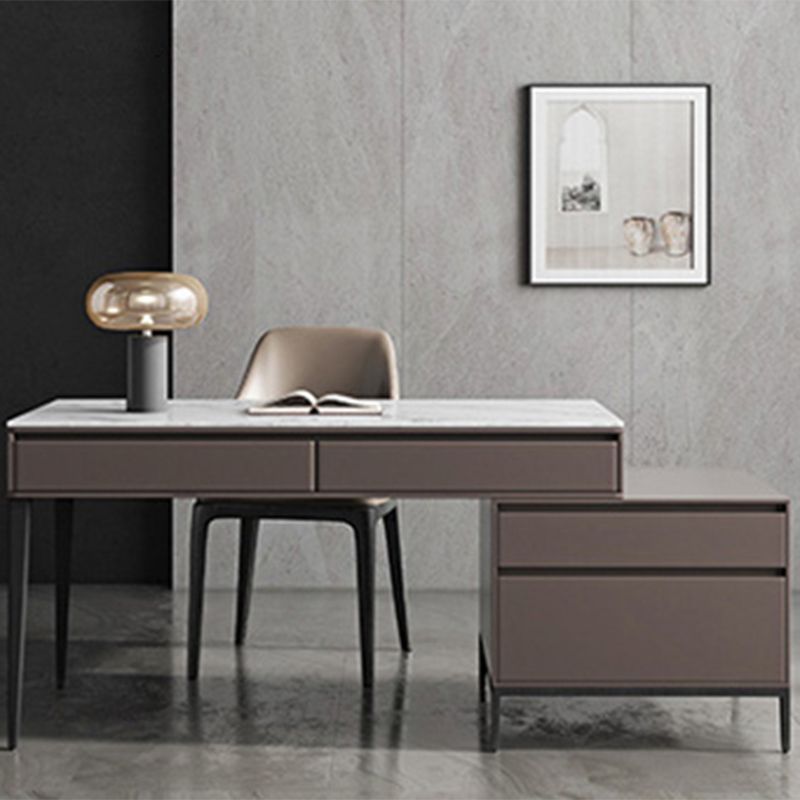 2 Drawers Writing Desk Rectangular Shaped Task Desk in Brown for Office Clearhalo 'furn' 'furn_office_desk' 'Furniture' 'Office Desks' 'Office Furniture' 'office_desk' 1200x1200_f169f867-d549-4247-8490-20cb56b319bb