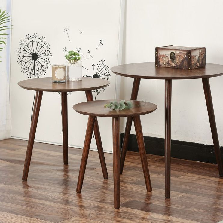 Scandinavian Style Sofa Side Accent Table Wooden Round Side End Table