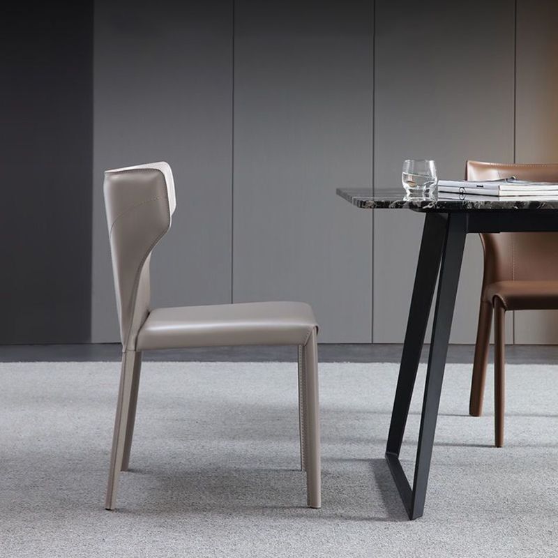 Contemporary Kitchen Leather Dining Chair Wingback Parsons Chair Clearhalo 'Dining Chairs' 'Dining Tables & Seating' 'dining_chair' 'furn' 'furn_dining_chair' 'Furniture' 'furniture_dining_chair' 'Kitchen & Dining Furniture' 1200x1200_f16b3461-fe14-46e8-b3b2-6ebfcbe99af8