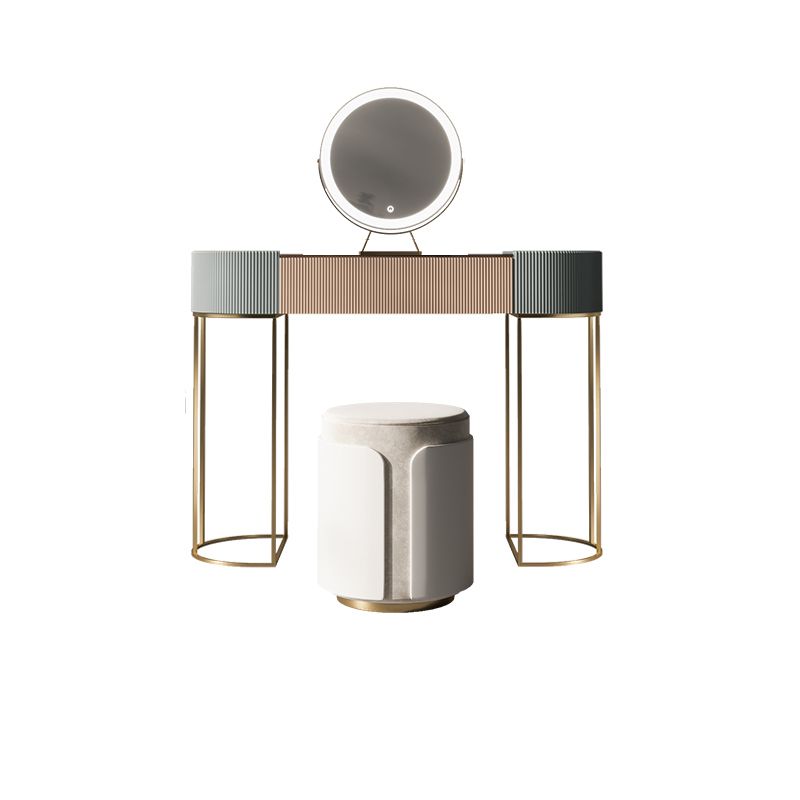 Glazen top ijdelheid tafelopslag doos ijdelheid set met make -uptafel en ontlasting