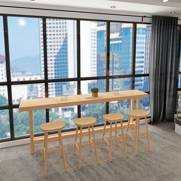 Industrial Style Light Brown Bar Table Solid Wood Milk Tea Shop Casual Bar Table Clearhalo 'Bar Furniture' 'Bar Tables' 'bar_tables' 'furn' 'furn_bar_tables' 'Furniture' 'furniture_bar_tables' 'Kitchen & Dining Furniture' 1200x1200_f16b98f1-32bb-44ff-a66f-56dd8328b849