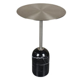 23.6/29.5"H Modern Single Leg Marble Base Metal Solid Color Round Top Coffee Table