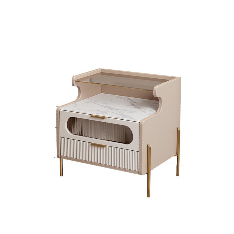 Modern faux lederen nachtkastje 1/2 - lade nachtkastje met open opslag