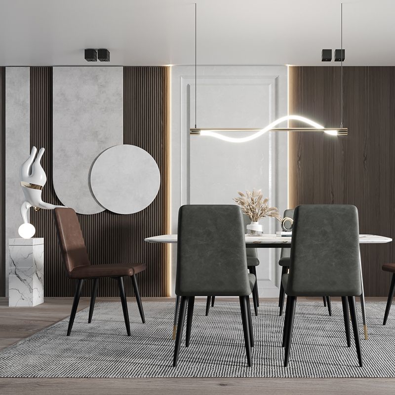 Contemporary Metal Dining Room Chairs Upholstered Linen Fabric Dining Chair for Home Use Clearhalo ' kitchen&dining_furn' 'Dining Chairs' 'Dining Tables & Seating' 'dining_chair' 'furn' 'furn_dining_chair' 'Furniture' 'furniture_dining_chair' 'Kitchen & Dining Furniture' 'kitchen' 1200x1200_f16ce1d2-77bd-4e23-97ec-d77d07e305d7