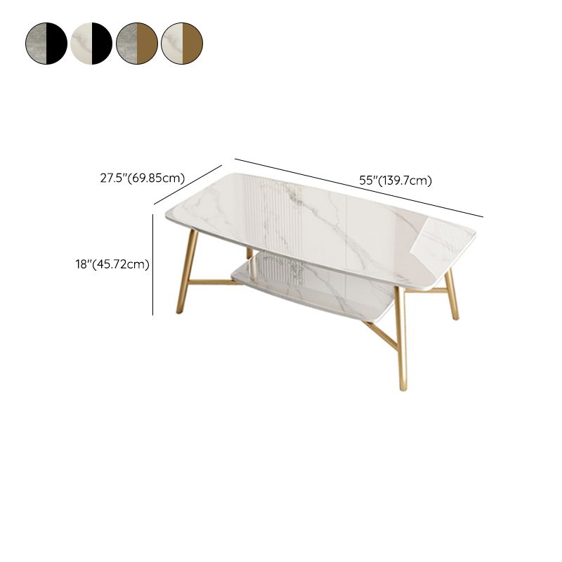 Table basse rectangulaire en ardoise, 4 pieds, 1 table de cocktail simple avec étagère de rangement