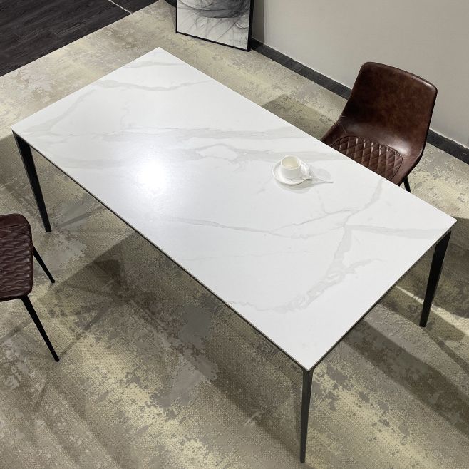 Stone Top Dining Table Rectangle Contemporary Table with 4 Legs in Black Clearhalo 'Dining Tables & Seating' 'Dining Tables' 'dining_table' 'furn' 'furn_dining_table' 'Furniture' 'furniture_dining_table' 'Kitchen & Dining Furniture' 'kitchen' 'kitchen_dining_table' 1200x1200_f16d7280-f2e4-4048-8041-e704e3a94729