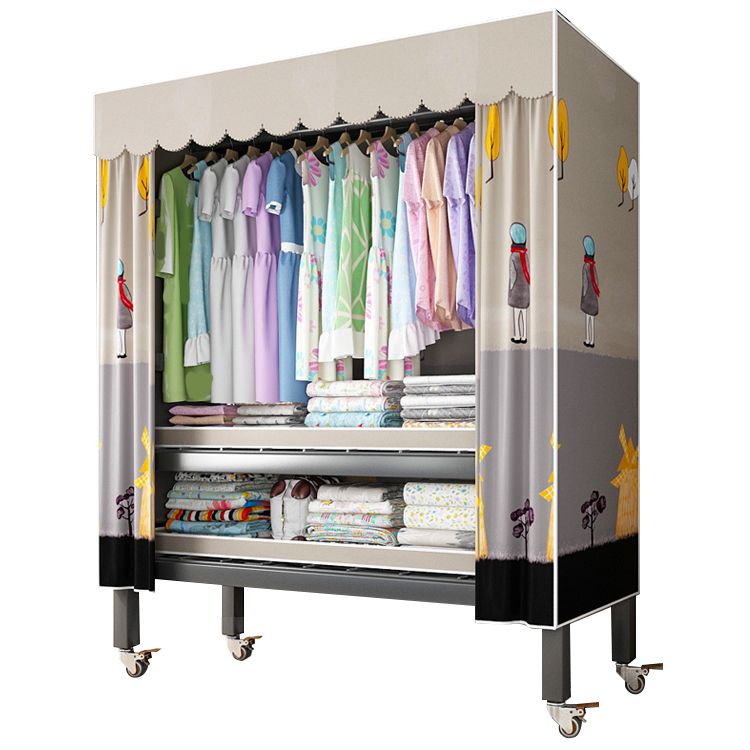 Opvouwbare vrijstaande garderobe metalen frame garderobe met casters