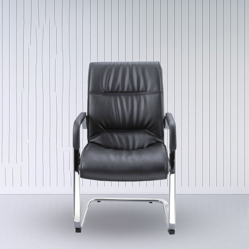 Eigentijdse ergonomische bureaustoel met hoge rugleuning en geen wielen. Bureaustoel