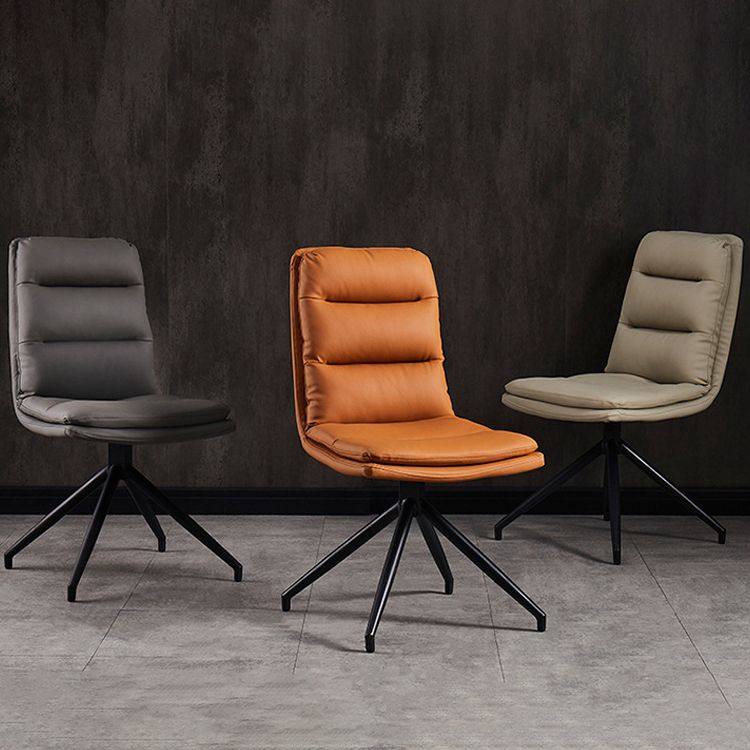 Contemporary Dining Room Side Chairs Matte Finish Leather Parsons Armless Chair Clearhalo 'Dining Chairs' 'Dining Tables & Seating' 'dining_chair' 'furn' 'furn_dining_chair' 'Furniture' 'Kitchen & Dining Furniture' 1200x1200_f16f8f13-257a-4f7f-9100-6bdbfde0e973