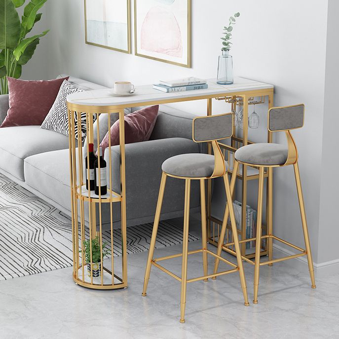 Modern Bar Dining Table with Shelves Iron Base Bar Height Cocktail Table Clearhalo 'Bar Furniture' 'Bar Tables' 'bar_tables' 'furn' 'furn_bar_tables' 'Furniture' 'furniture_bar_tables' 'Kitchen & Dining Furniture' 'kitchen&dining_furn' 'kitchen' 1200x1200_f16faf99-f91a-4cde-96ee-32bfbadb02c4