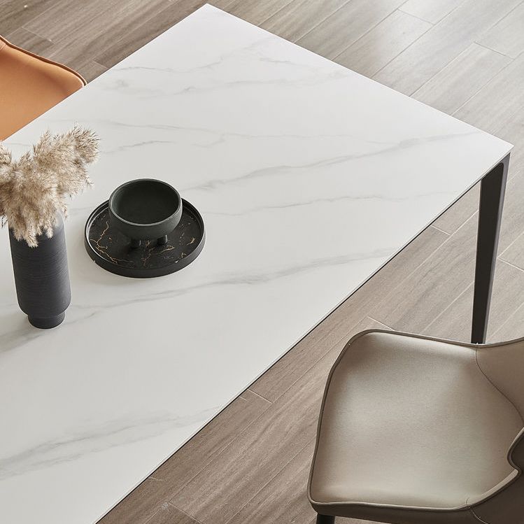 Industrial Style Rectangle Dining Table Sintered Stone Table with Metal Legs for Kitchen Clearhalo 'Dining Tables & Seating' 'Dining Tables' 'dining_table' 'furn' 'furn_dining_table' 'Furniture' 'Kitchen & Dining Furniture' 1200x1200_f172268d-e47c-44be-ac32-b5de895da7f5
