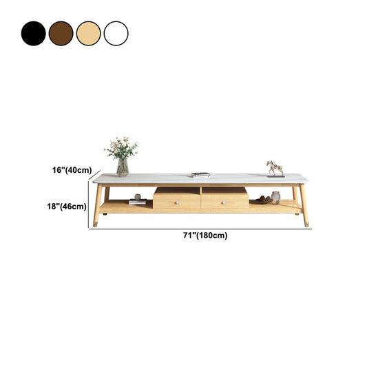 Contemporary Wood TV Console Open Storage TV Media Stand with Legs for Living Room