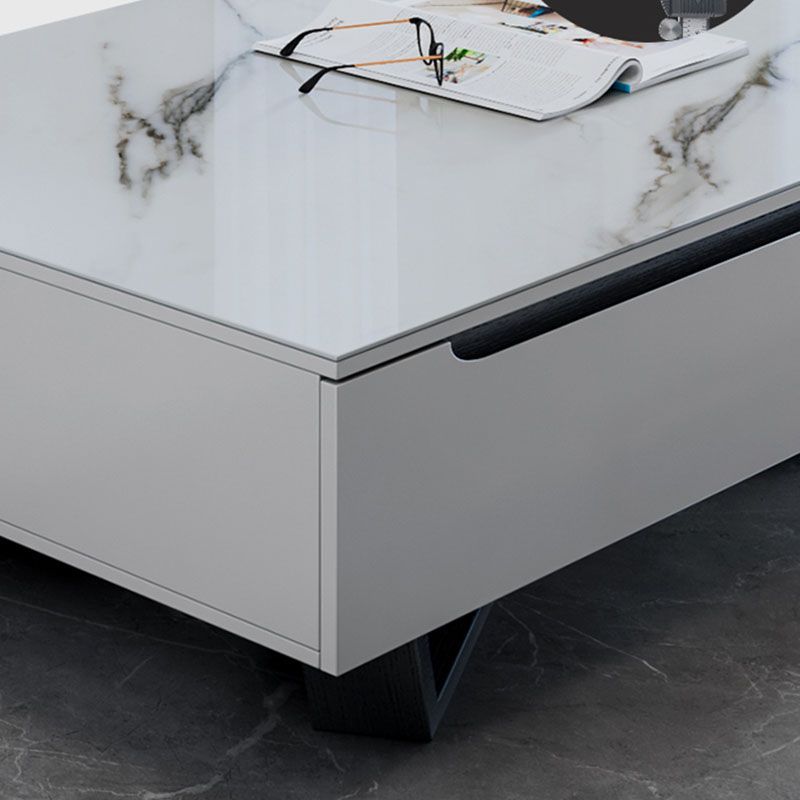 15,35 "W TV -Ständer weißer Glamstil geschlossener Speicherfernseher mit Schubladen