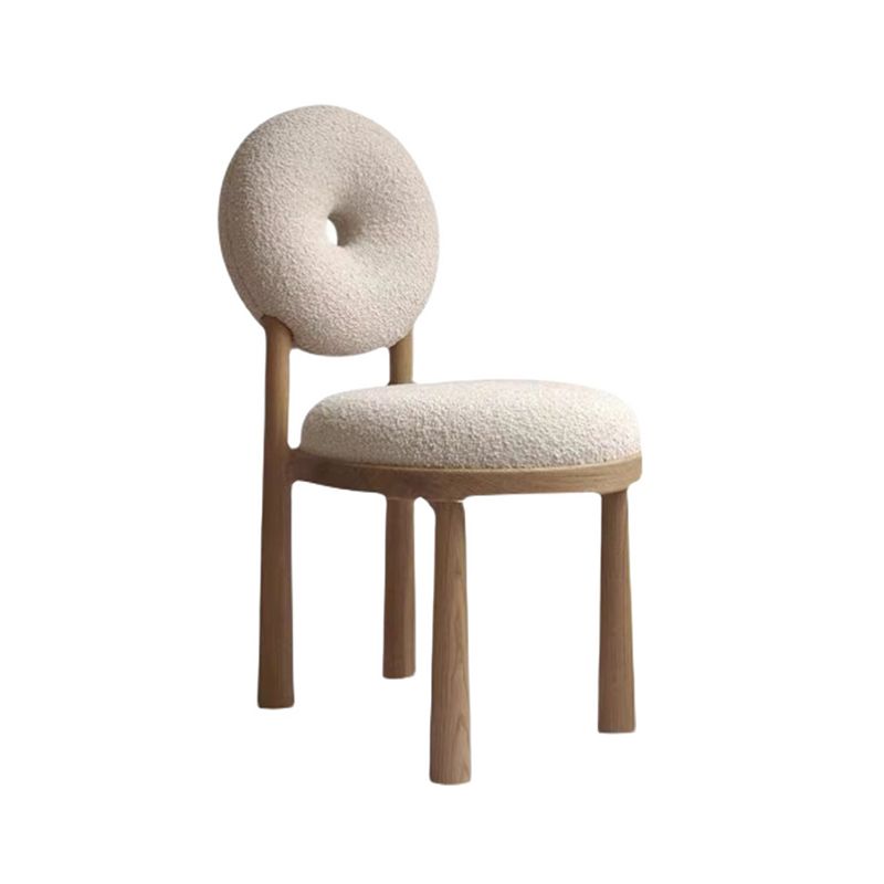 Nordic Armless Backrest Cushion Chair with Wooden Legs for Dining Room
