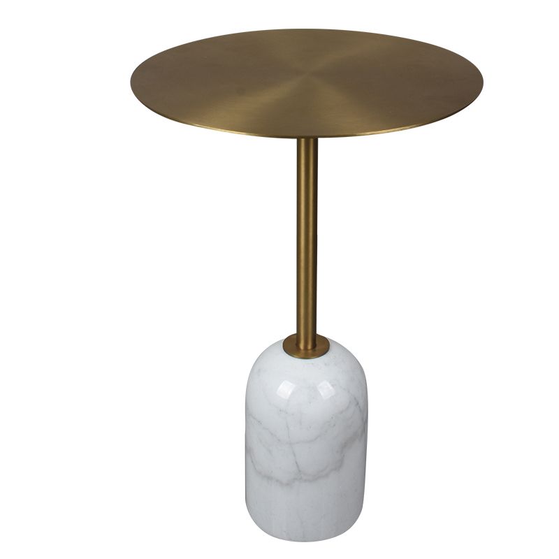 23.6/29.5"H Modern Single Leg Marble Base Metal Solid Color Round Top Coffee Table