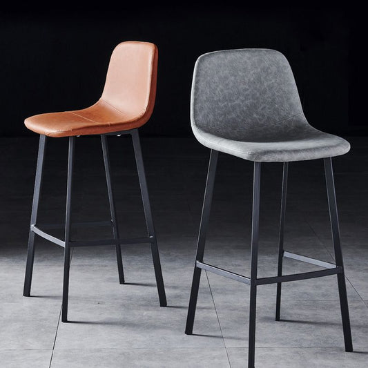 Industrial Style Low Back Bar-stool PU Leather Bar Stool with Metal Legs Clearhalo 'Bar Furniture' 'Bar Stools' 'bar_stools' 'furn' 'furn_bar_stools' 'Furniture' 'furniture_bar_stools' 'Kitchen & Dining Furniture' 1200x1200_f17bf9a5-1cc1-4fac-97f2-86ef957f175b
