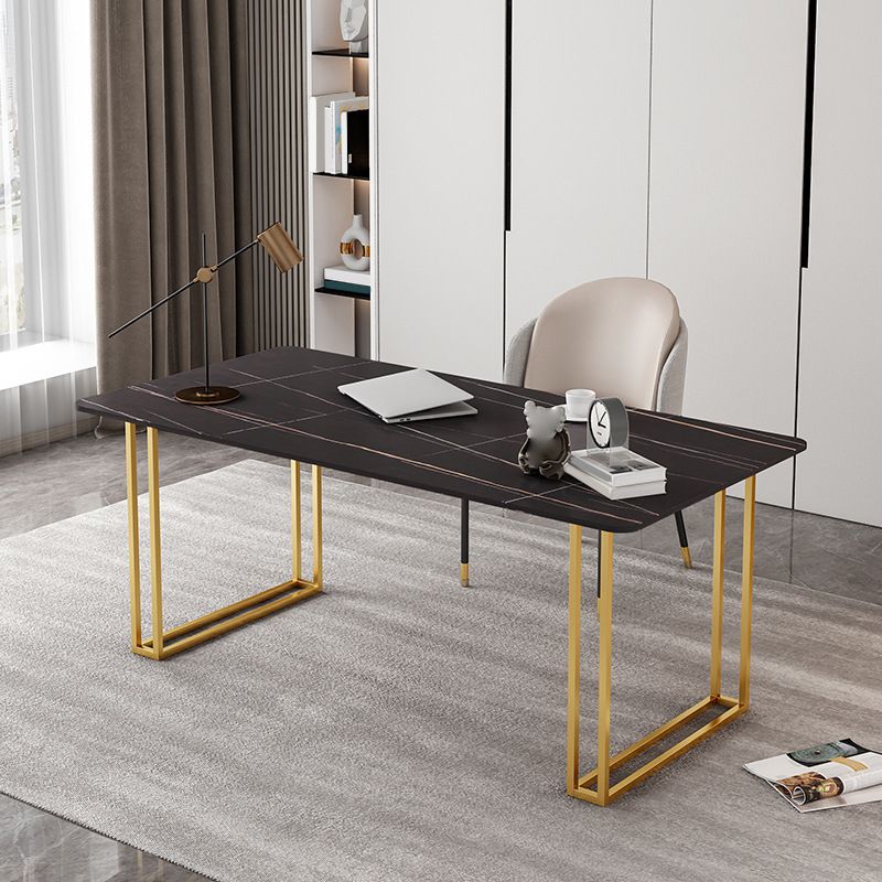 Bureau de bureau contemporain bureau de secrétaire à l'or rectangulaire avec des jambes en métal