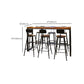 Table de salle à manger de bar de style industriel, tabouret de bar en bois massif avec base noire