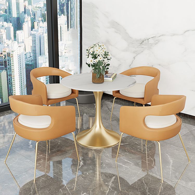 Round Tulip Base Glam Dining Table White Fixed Table of Sintered Stone Clearhalo ' dining_table' 'Dining Tables & Seating' 'Dining Tables' 'furn' 'furn_dining_table' 'Furniture' 'furniture_dining_table' 'Kitchen & Dining Furniture' 'kitchen&dining_furn' 'kitchen' 'kitchen_dining_table' 1200x1200_f17ec6dc-cde1-48d1-8c8c-f671ccf88ebd