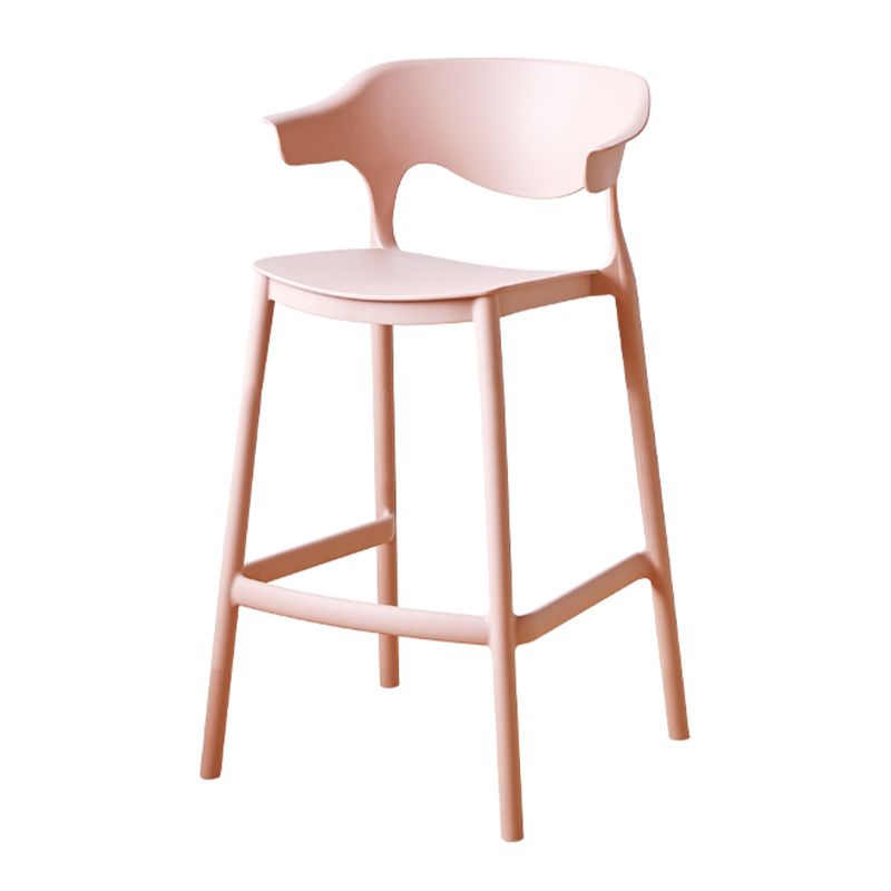 Contemporary Low Back Plastic Armless Bar Stools with Footrest