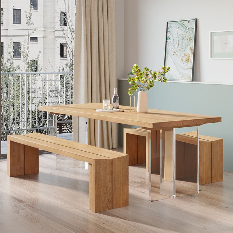 Modern Wood Top Dining Table Double Pedestal Table for Kitchen Clearhalo 'Dining Tables & Seating' 'Dining Tables' 'dining_table' 'furn' 'furn_dining_table' 'Furniture' 'Kitchen & Dining Furniture' 1200x1200_f180f77d-feb5-4969-84f4-d2b4527acbb1