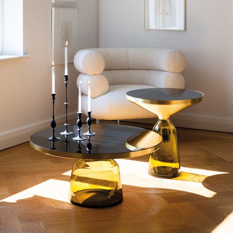 Contemporary Grey/Blue/Yellow/green/Purple Tempered Glass Round End Table Clearhalo 'Coffee & Accent Tables' 'End & Side Tables' 'end_side_table' 'end_side_tables' 'furn' 'furn_end_side_tables' 'Furniture' 'furniture_end_side_table' 'Living Room Furniture' 1200x1200_f181c00a-953d-4da7-9985-21c673e2b927