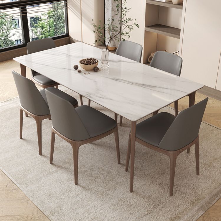Modern 1/4/5/6/7 Pieces Dining Set Sintered Stone Dining Table Set with Wood Legs for Home Clearhalo 'Dining Room Sets' 'Dining Tables & Seating' 'dining_room_set' 'furn' 'furn_dining_room_set' 'Furniture' 'furniture_dining_room_set' 'Kitchen & Dining Furniture' 'kitchen&dining_furn' 'kitchen' 1200x1200_f18322cd-4b3d-4038-a268-b13efcc0ed8c