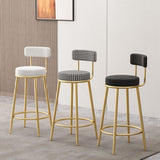 Glam Fabric Bar Stools Low Back Round Seat Barstool with 4 Gold Iron Legs Clearhalo 'Bar Furniture' 'Bar Stools' 'bar_stools' 'furn' 'furn_bar_stools' 'Furniture' 'Kitchen & Dining Furniture' 1200x1200_f183e924-f264-43f2-9d2a-2c70fc65a500