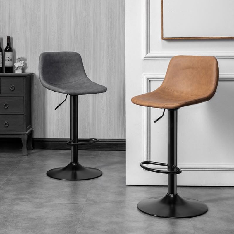 Leather Adjustable Height Stool Scandinavian Stool with Metal Base Clearhalo 'Bar Furniture' 'Bar Stools' 'bar_stools' 'furn' 'furn_bar_stools' 'Furniture' 'Kitchen & Dining Furniture' 1200x1200_f1846eab-9757-43cc-a936-6a3720ff1f3b