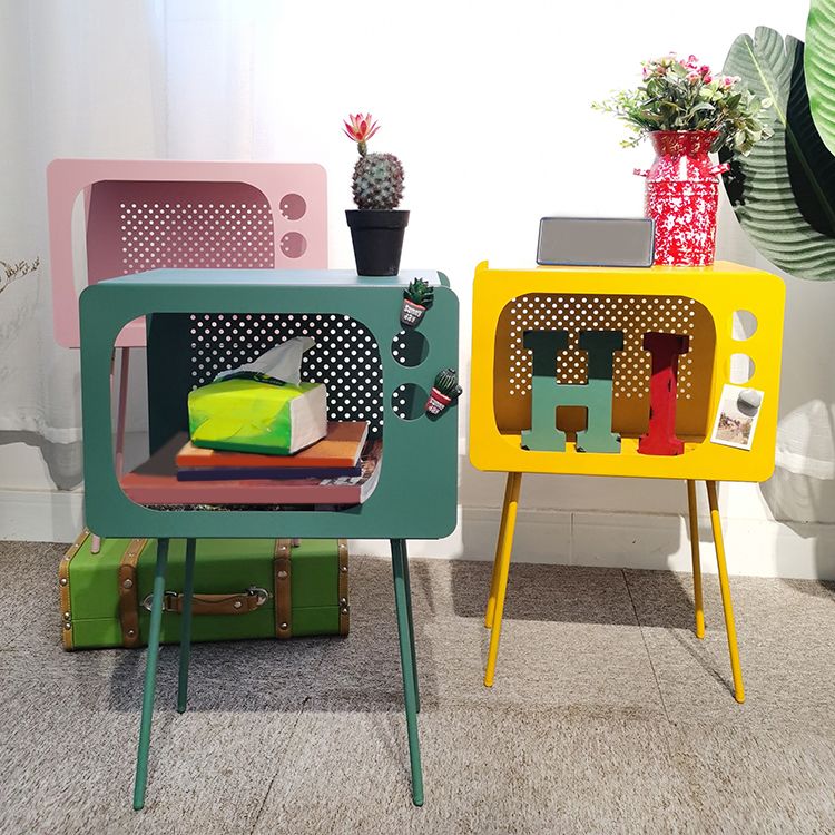 Medieval Modern Style Rectangular Metal Table Can Store 4 Legs Side Table