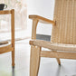Woven Back Chair Square Arms Solid Wood Arm Chair for Living Room