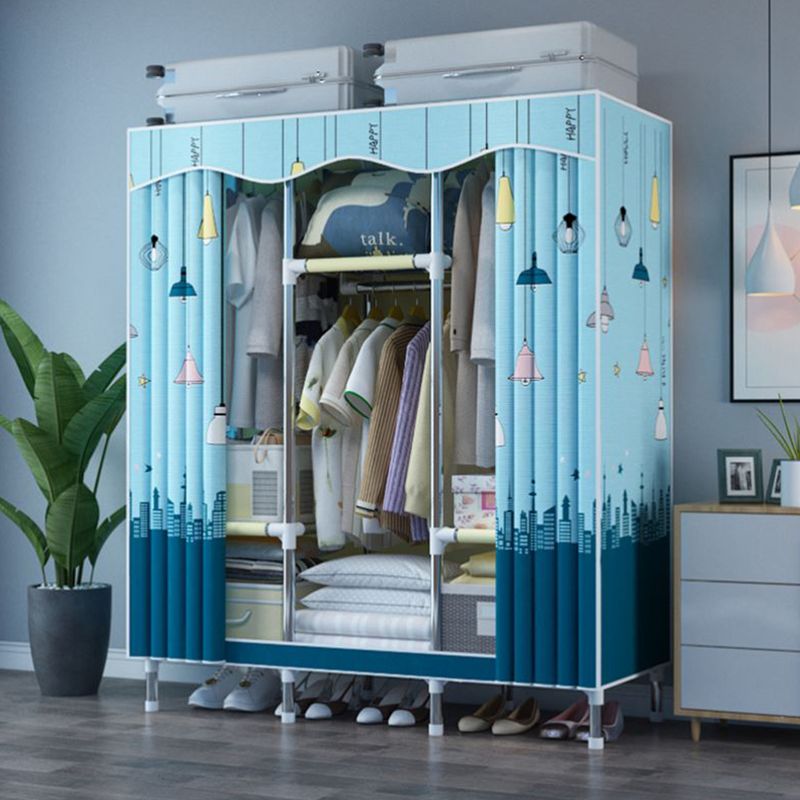 Modern Style Wardrobe Metal 1-Door Wardrobe Closet with Cloth Rod Clearhalo 'Armoires & Wardrobes' 'armoires_wardrobes' 'Bedroom Furniture' 'furn' 'furn_armoires_wardrobes' 'Furniture' 1200x1200_f18b0589-8b90-476a-92e0-10a25f925b57