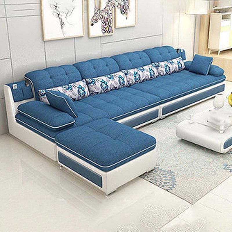 129.92" L√ó 62.99" W √ó 33.46" H Sofa Pillow Top Arm Sectional with Storage Clearhalo 'furn' 'furn_sectionals' 'Furniture' 'furniture_sectionals' 'kitchen' 'kitchen_sectionals' 'Living Room Furniture' 'Sectionals' 1200x1200_f18bc96d-9abe-4725-9775-cad2a7ff1c1e