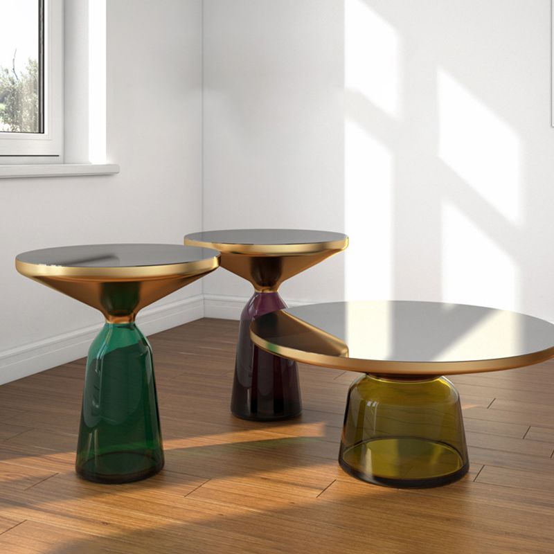 Pedestal 1 Single Coffee Table Metal and Glass Statement Cocktail Table Clearhalo 'Coffee & Accent Tables' 'Coffee Tables' 'coffee_tables' 'furn' 'furn_coffee_tables' 'Furniture' 'furniture_coffee_tables' 'Living Room Furniture' 1200x1200_f18d215b-b51b-4857-975b-e41d6e23ac67