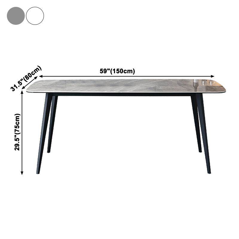 Industrial Sintered Stone Dining Table 4 Legs Metallic Base Rectangle Table for Kitchen Clearhalo ' dining_table' 'Dining Tables & Seating' 'Dining Tables' 'furn' 'furn_dining_table' 'Furniture' 'furniture_dining_table' 'Kitchen & Dining Furniture' 'kitchen&dining_furn' 'kitchen' 'kitchen_dining_table' 1200x1200_f18d8523-a76d-49f8-ab84-729a4e95d4ea